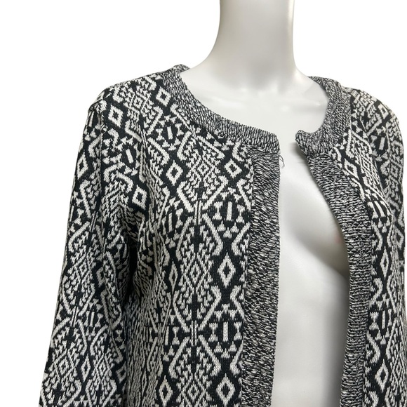 Candy Couture Black White Tribal Pattern Open Front Cardigan Size XL - Picture 3 of 7